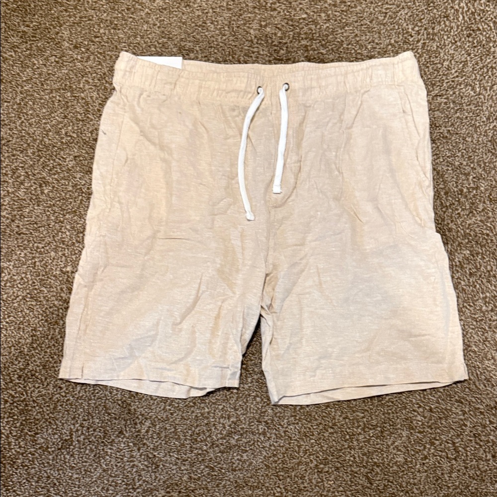 Men's Beige Athletic Shorts with Drawstring
